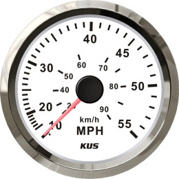Спидометр под трубку Пито 0-55 узлов бел/нерж (WS) KUS (KY18101)